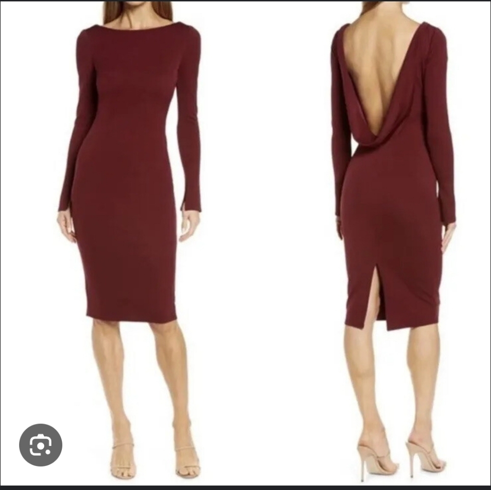 NWT Katie May Surrender Cowl Back Cocktail Dress in‎ Bordeaux Burgundy (L) #622